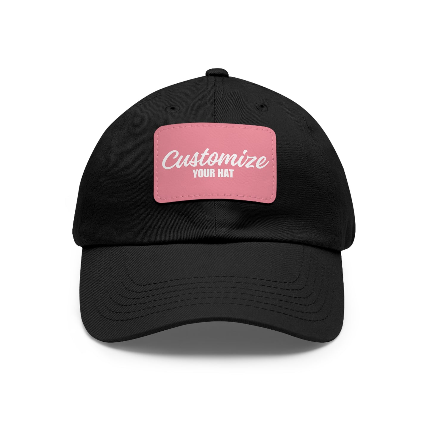 Custom Design Dad Hat with Leather Patch (Rectangle)