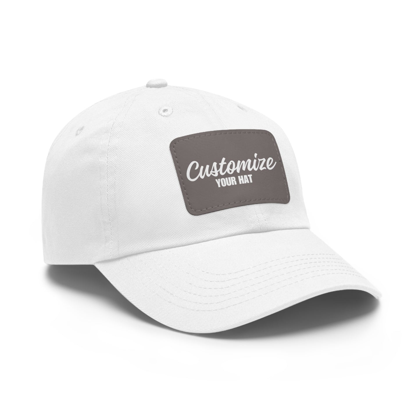 Custom Design Dad Hat with Leather Patch (Rectangle)