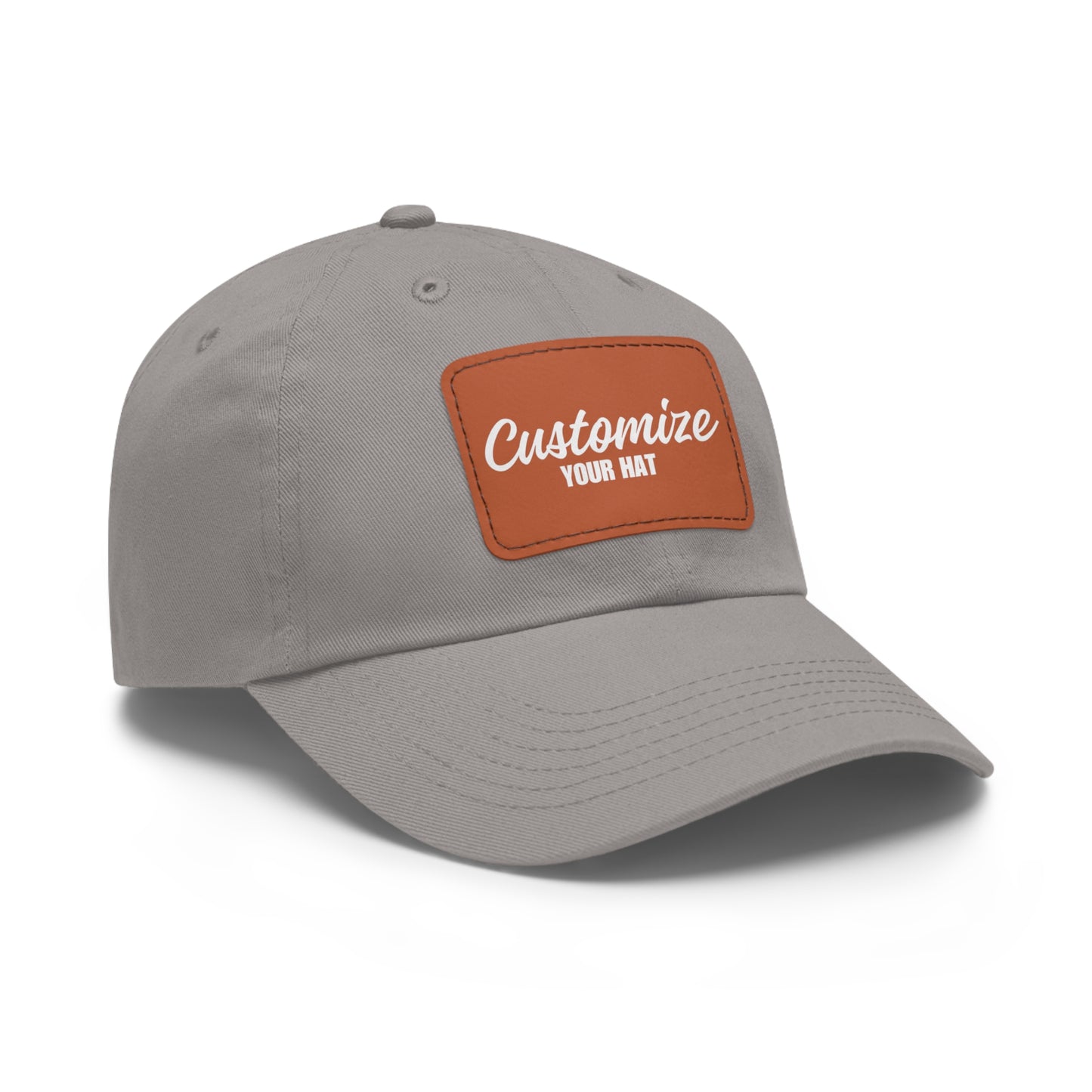 Custom Design Dad Hat with Leather Patch (Rectangle)