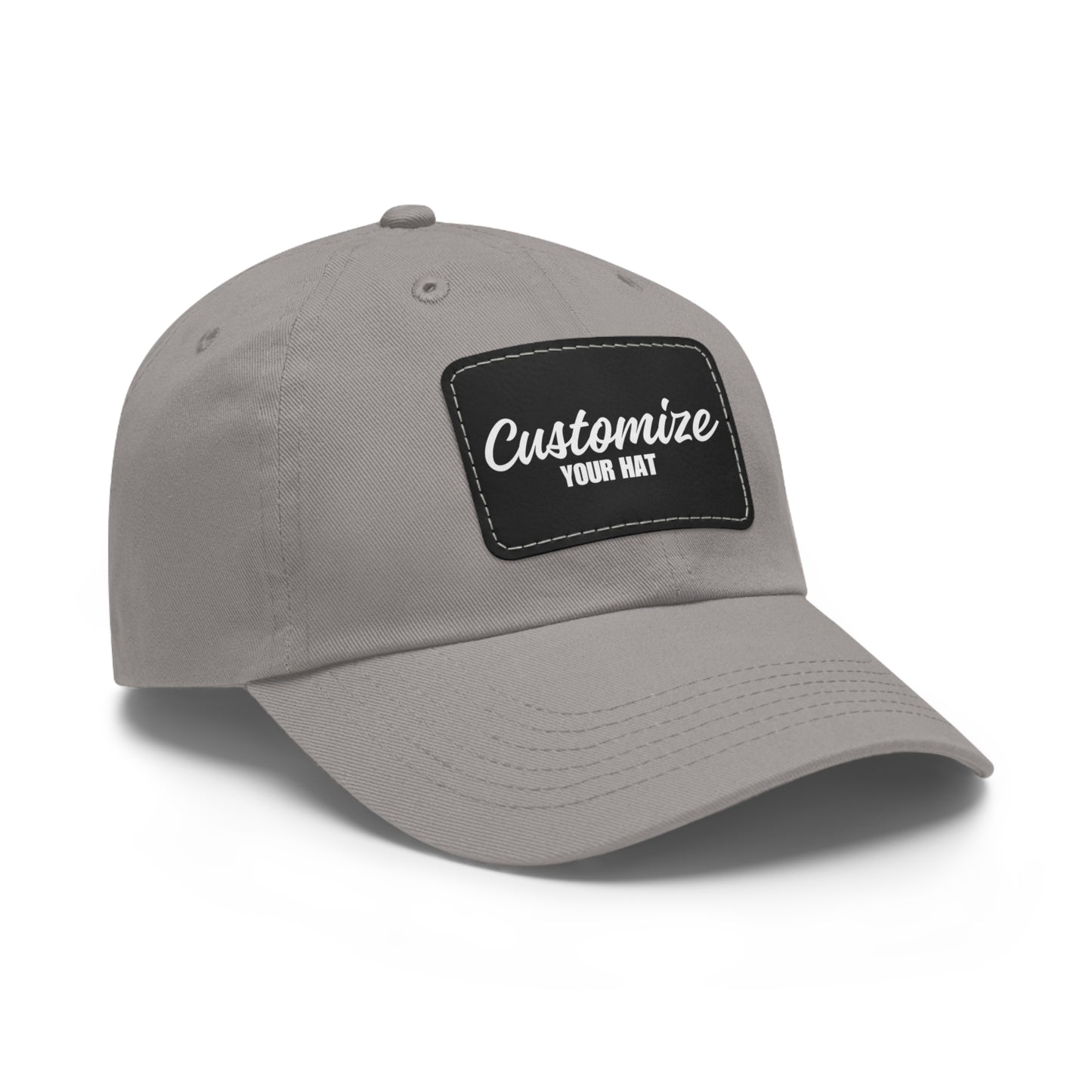 Custom Design Dad Hat with Leather Patch (Rectangle)