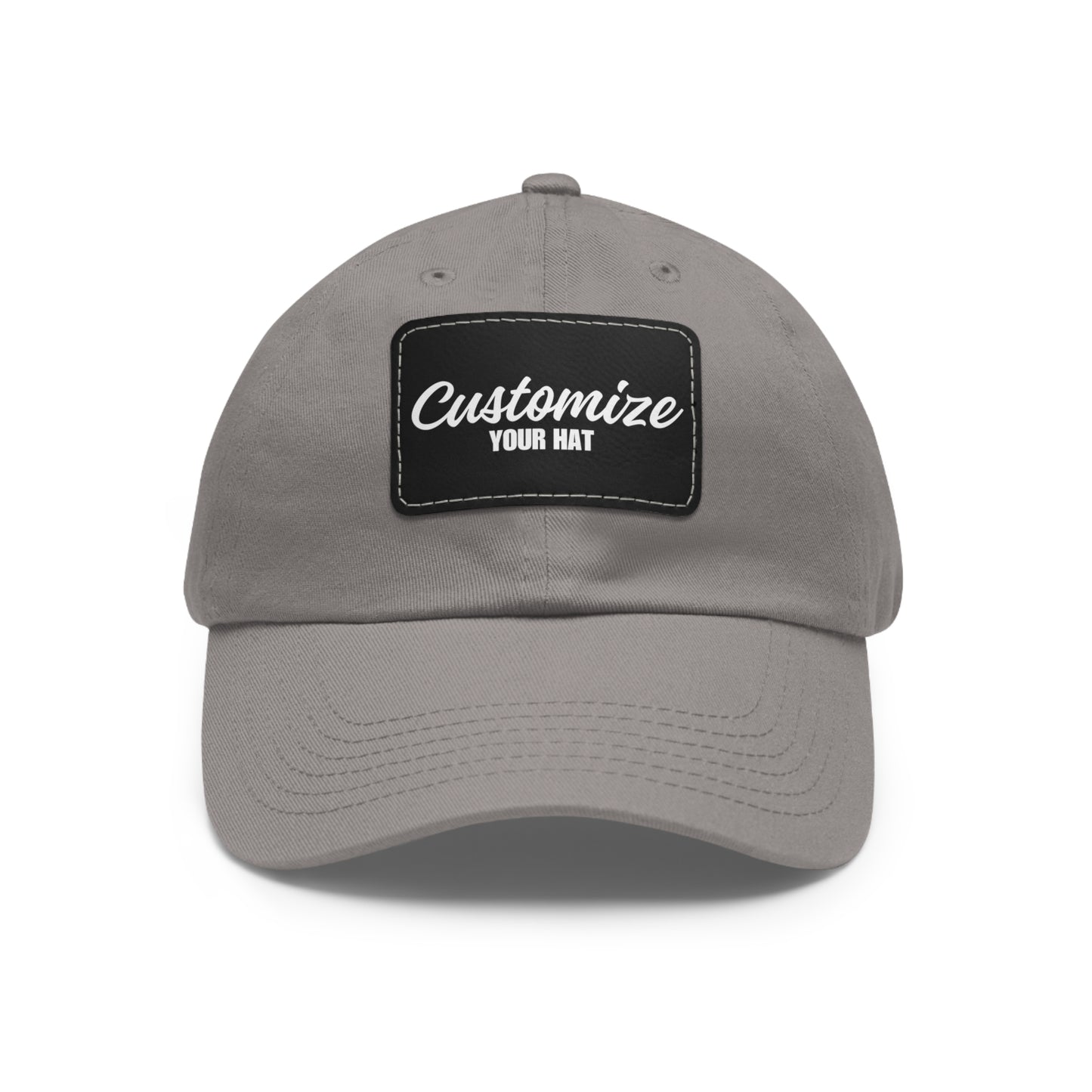 Custom Design Dad Hat with Leather Patch (Rectangle)