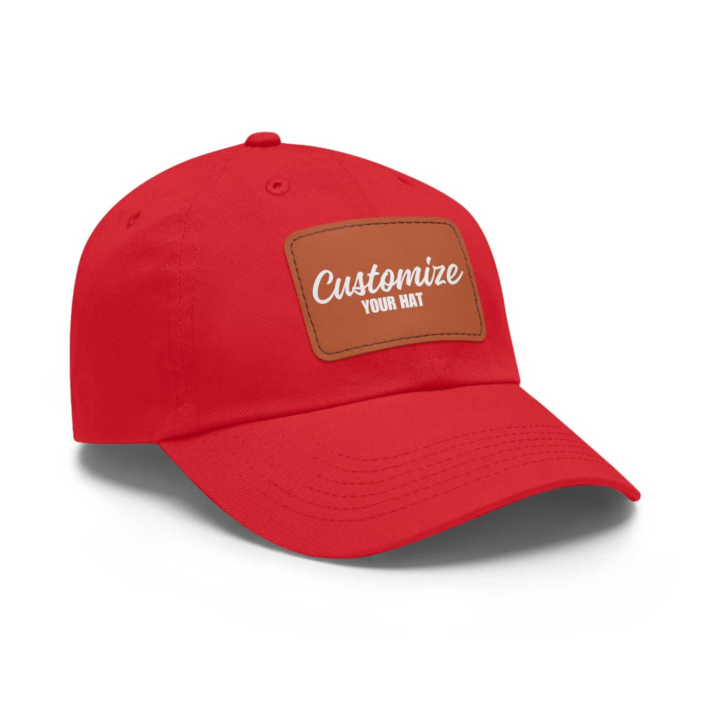 Custom Design Dad Hat with Leather Patch (Rectangle)