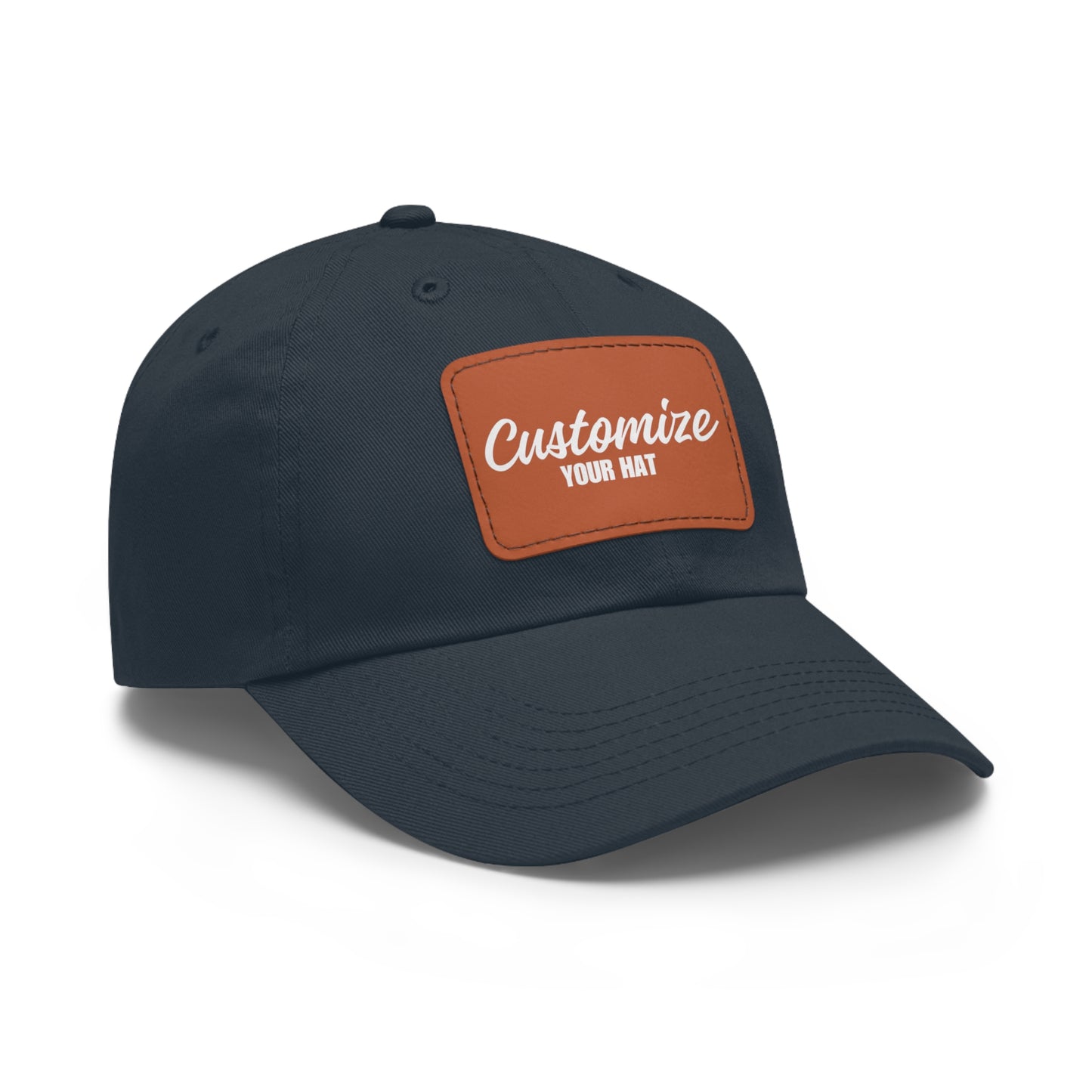 Custom Design Dad Hat with Leather Patch (Rectangle)