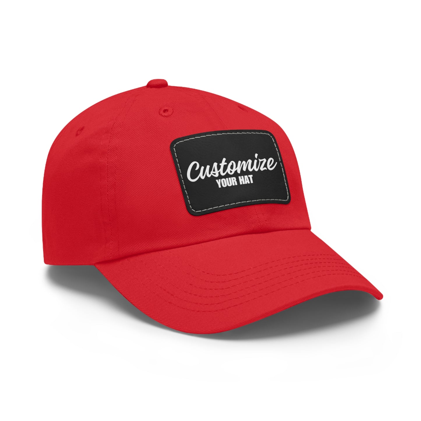 Custom Design Dad Hat with Leather Patch (Rectangle)