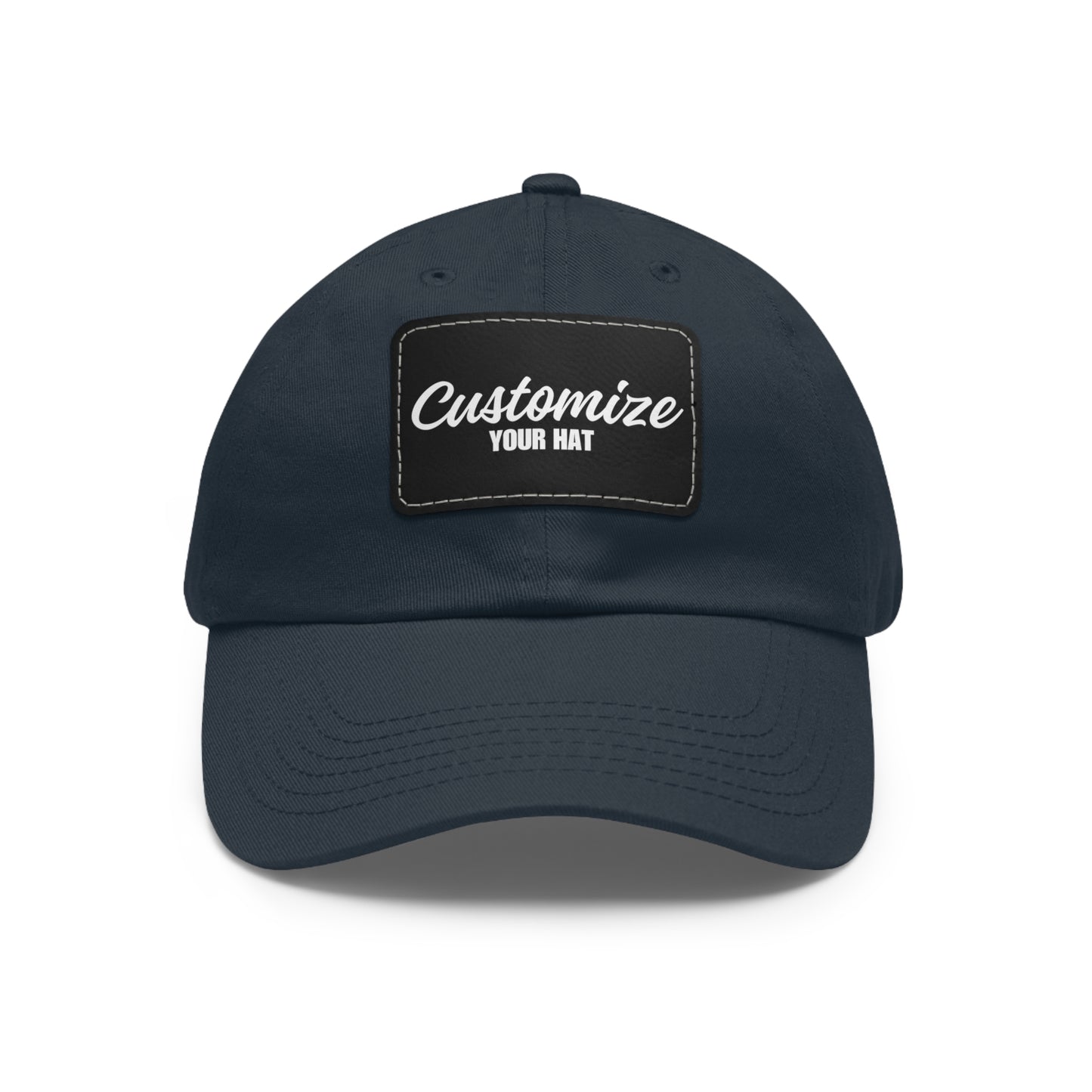 Custom Design Dad Hat with Leather Patch (Rectangle)