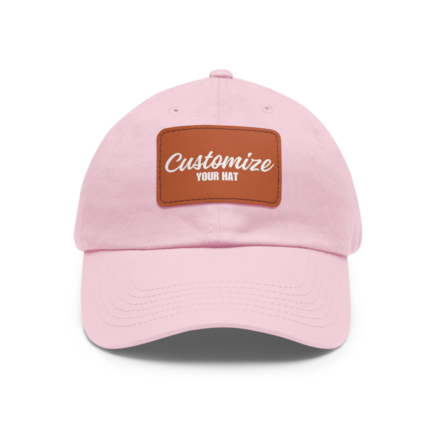 Custom Design Dad Hat with Leather Patch (Rectangle)