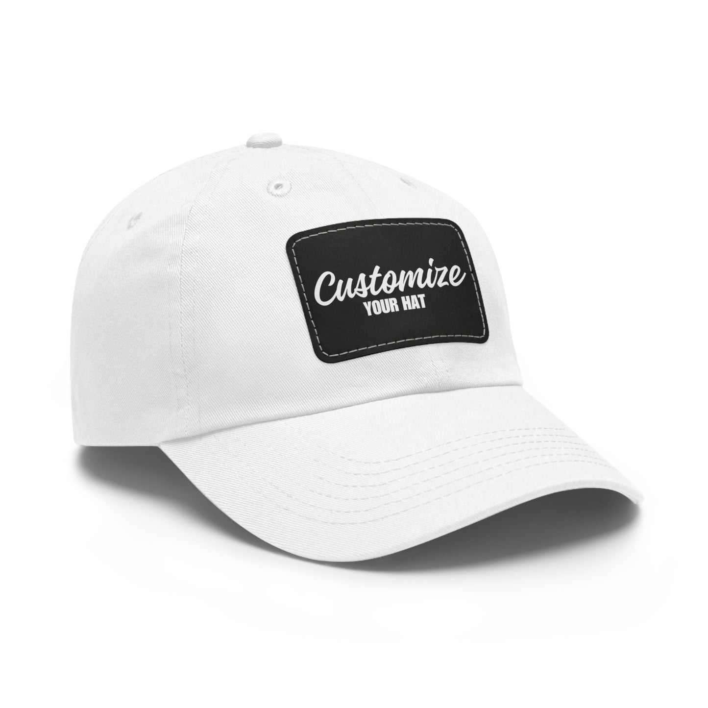 Custom Design Dad Hat with Leather Patch (Rectangle)